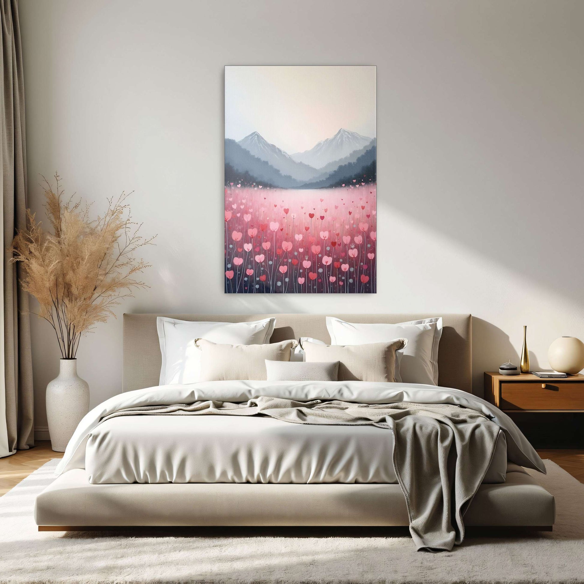 Heart Shaped Flowers Field In Mountains By Yara Rabibzad