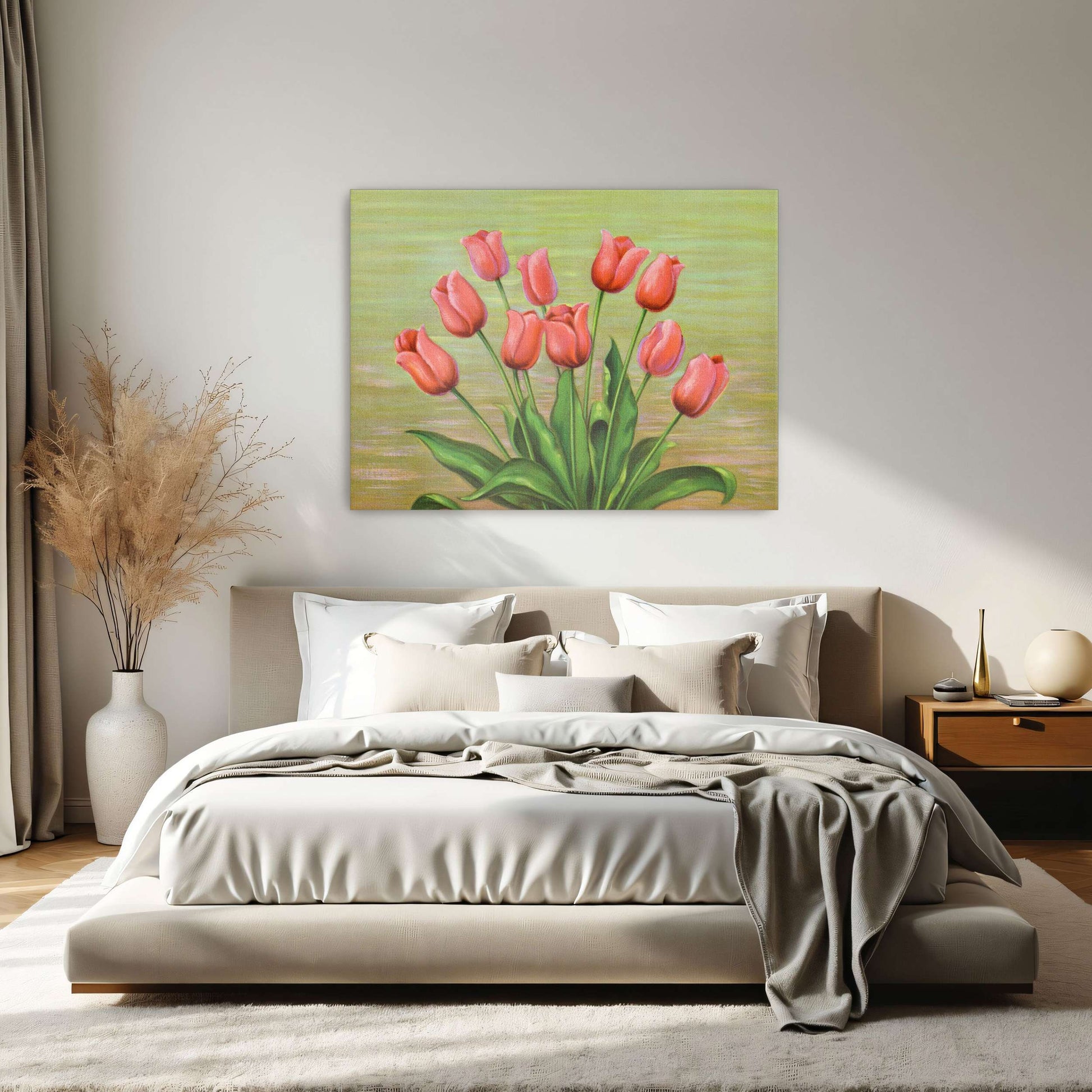 Red tulips in a vase by Lafayette F. Cargill