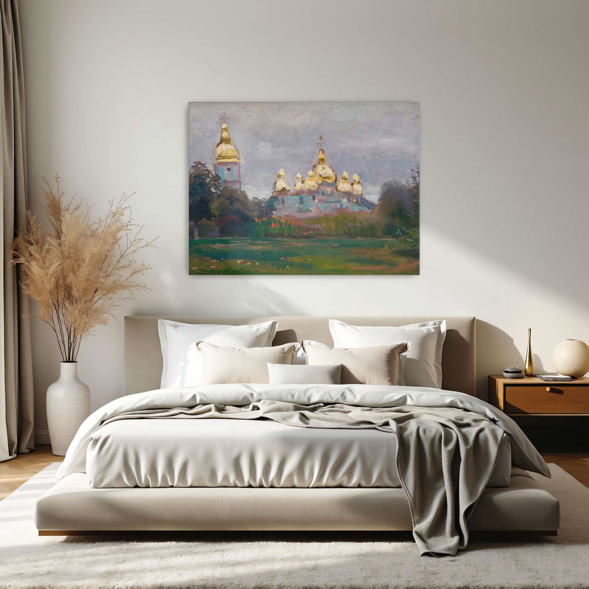 Church with Golden Domes in Landscape by Jan Stanislawski