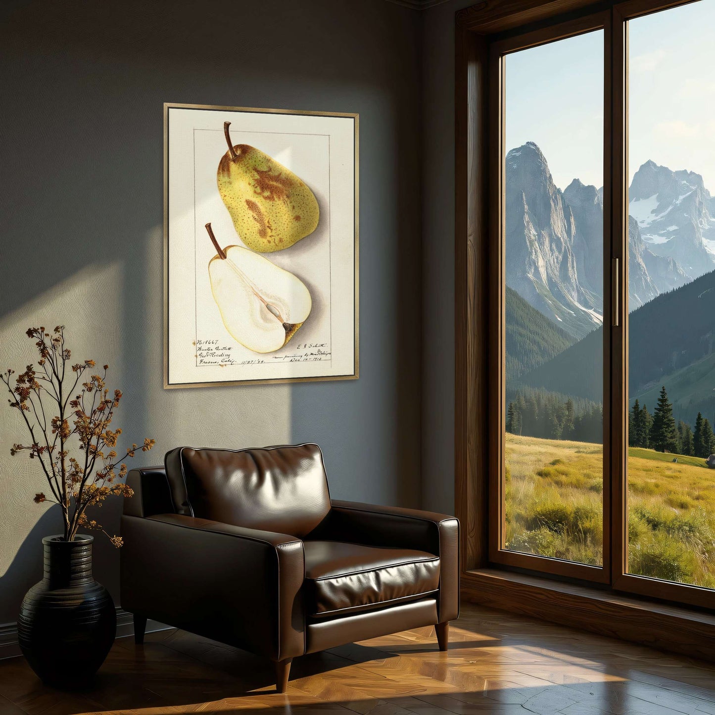 Watercolor pear painting by Ellen Isham Schutt