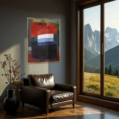 Abstract geometric art with red, white, and blue by Otto Freundlich