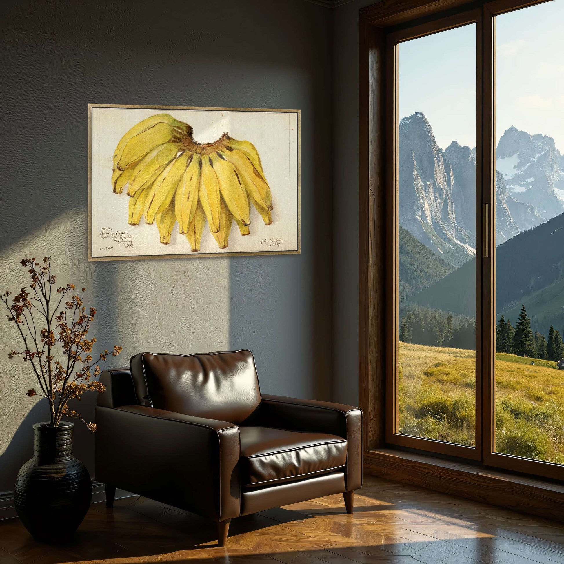 Watercolor painting of bananas by Amanda Almira Newton