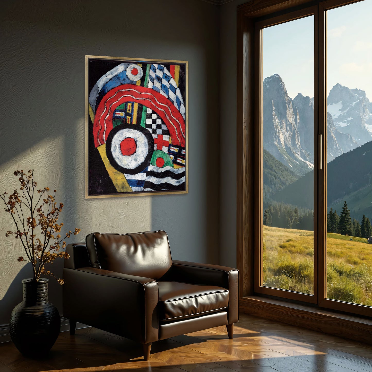 Abstract Composition With Checkerboard And Circles By Marsden Hartley