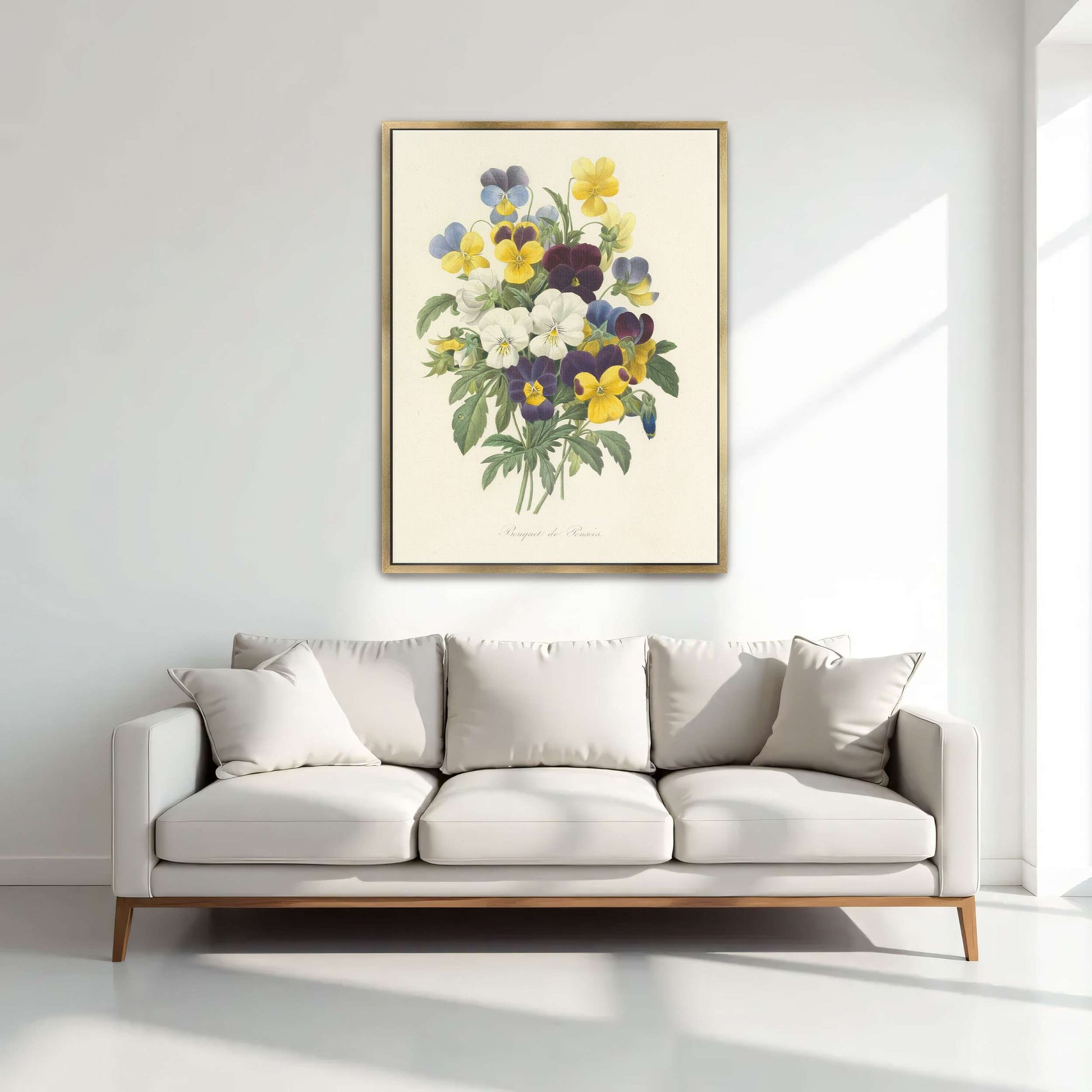 Pansies bouquet illustration by Pierre Joseph Redouté