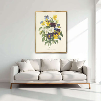 Pansies bouquet illustration by Pierre Joseph Redouté