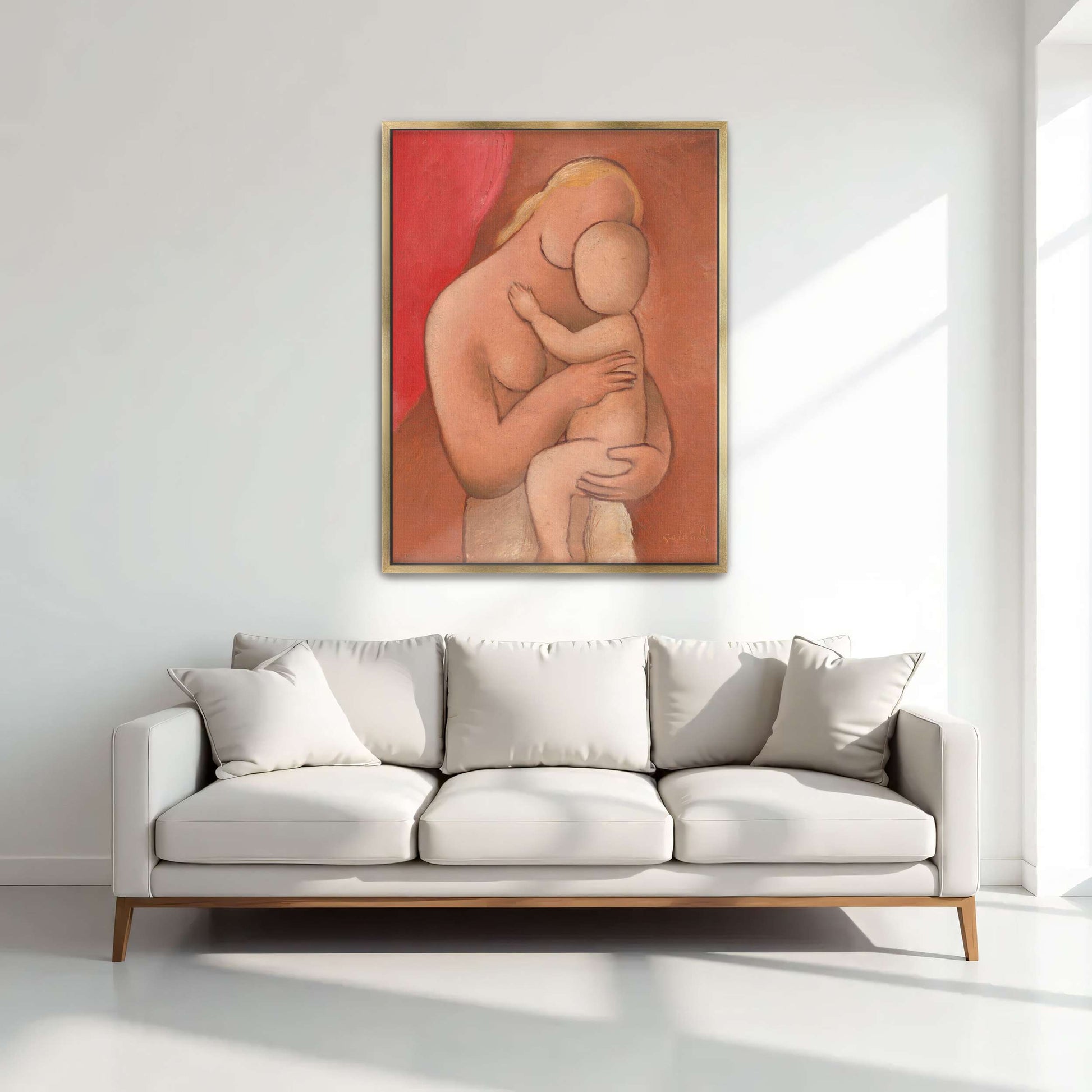 Mother And Child Embrace In Warm Hues By Mikuláš Galanda