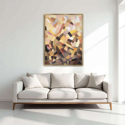 Abstract geometric painting with brown, yellow, and pink shapes by Otto Freundlich
