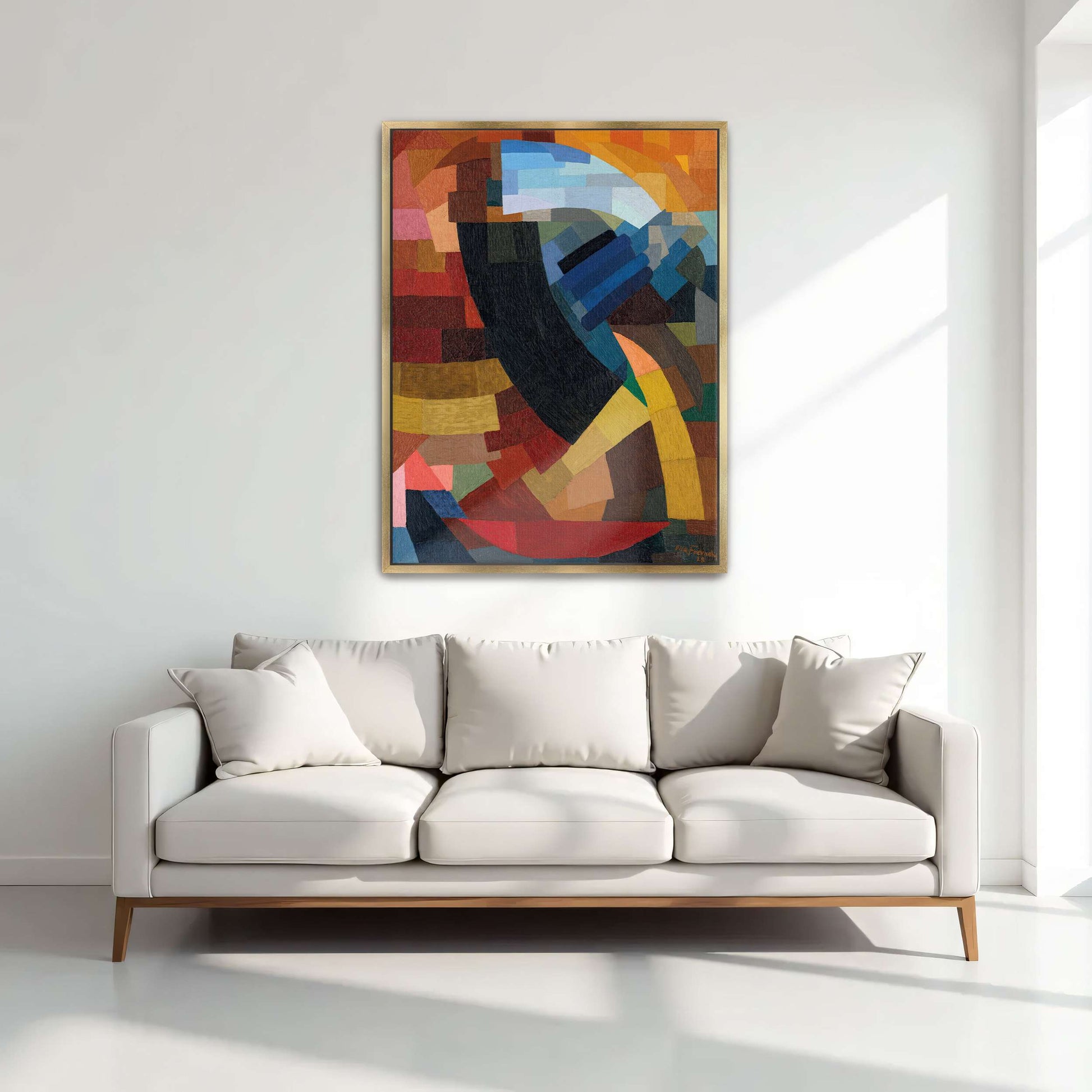 Abstract geometric art with curved lines by Otto Freundlich