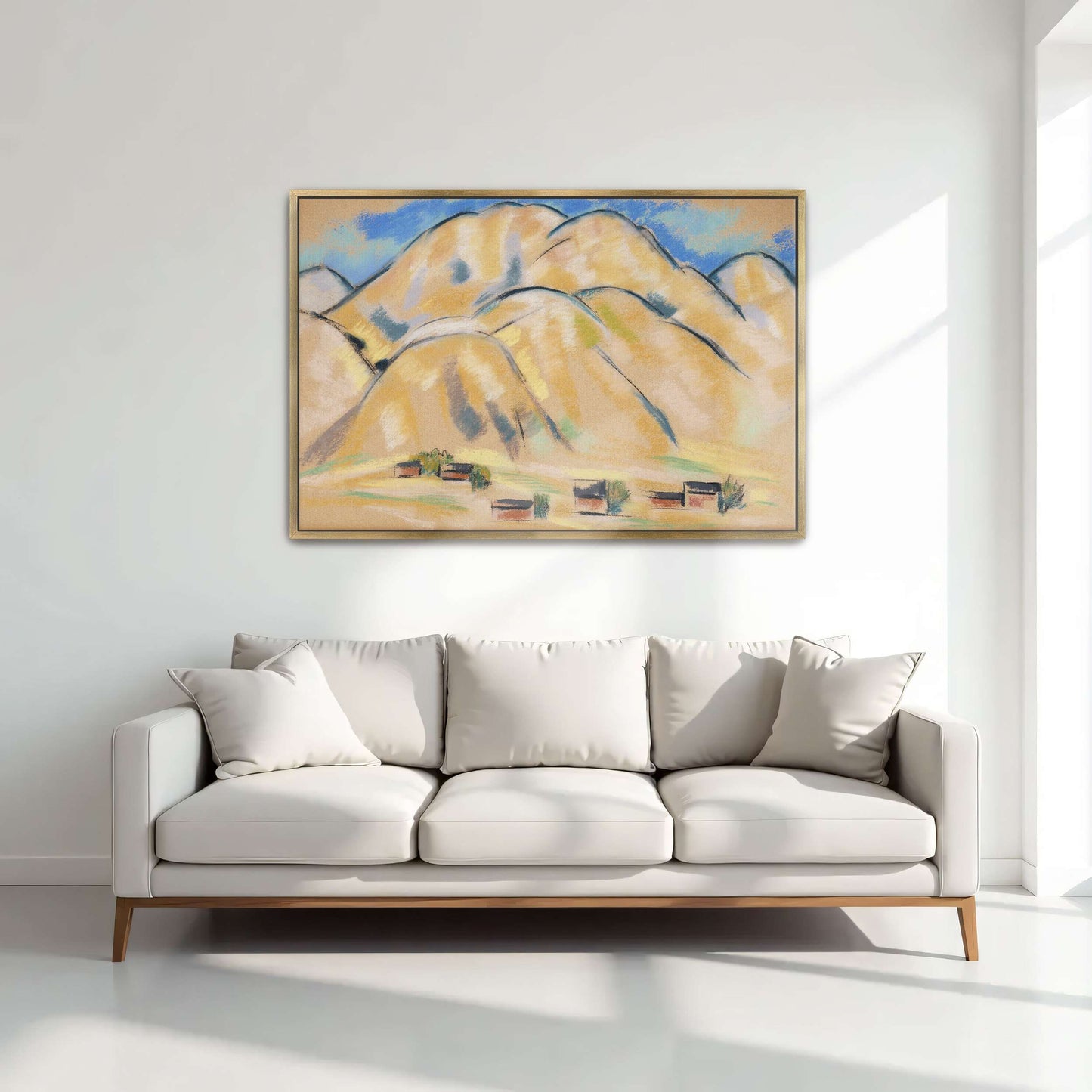 Pastel painting of hills and houses by Marsden Hartley