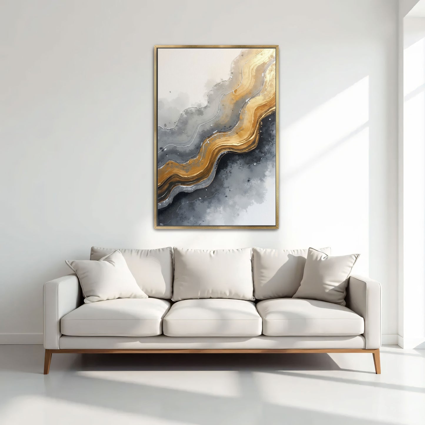 Abstract Gold And Grey Swirls By Yara Rabibzad