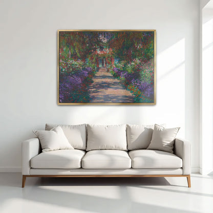 Path Through Lush Garden With Purple Flowers By Claude Monet