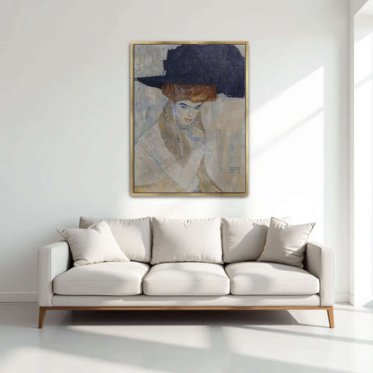 Woman in a black hat, portrait by Gustav Klimt