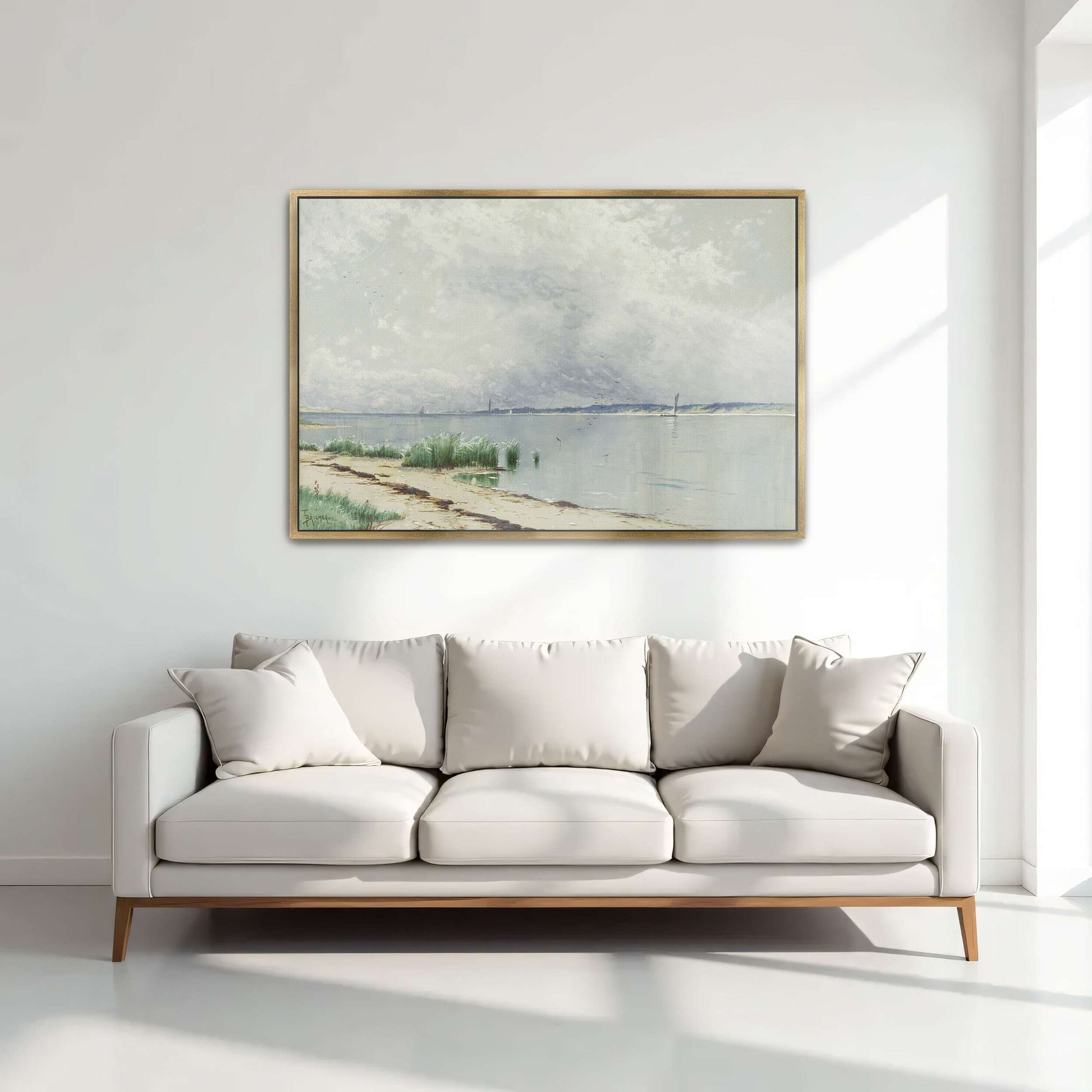 Seascape with Sailboat and Shore by Alfred Thompson Bricher
