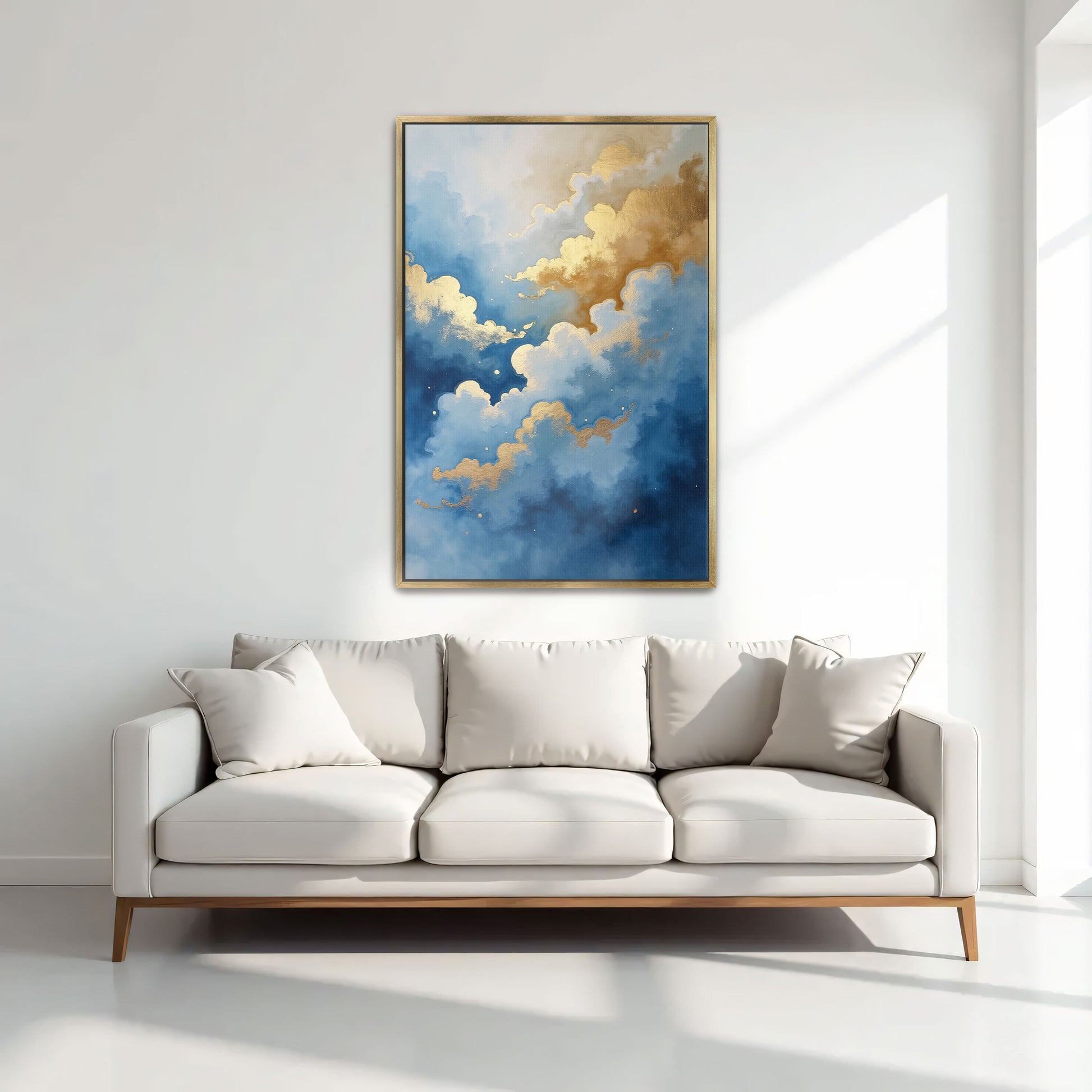 Abstract Gold And Blue Clouds By Yara Rabibzad