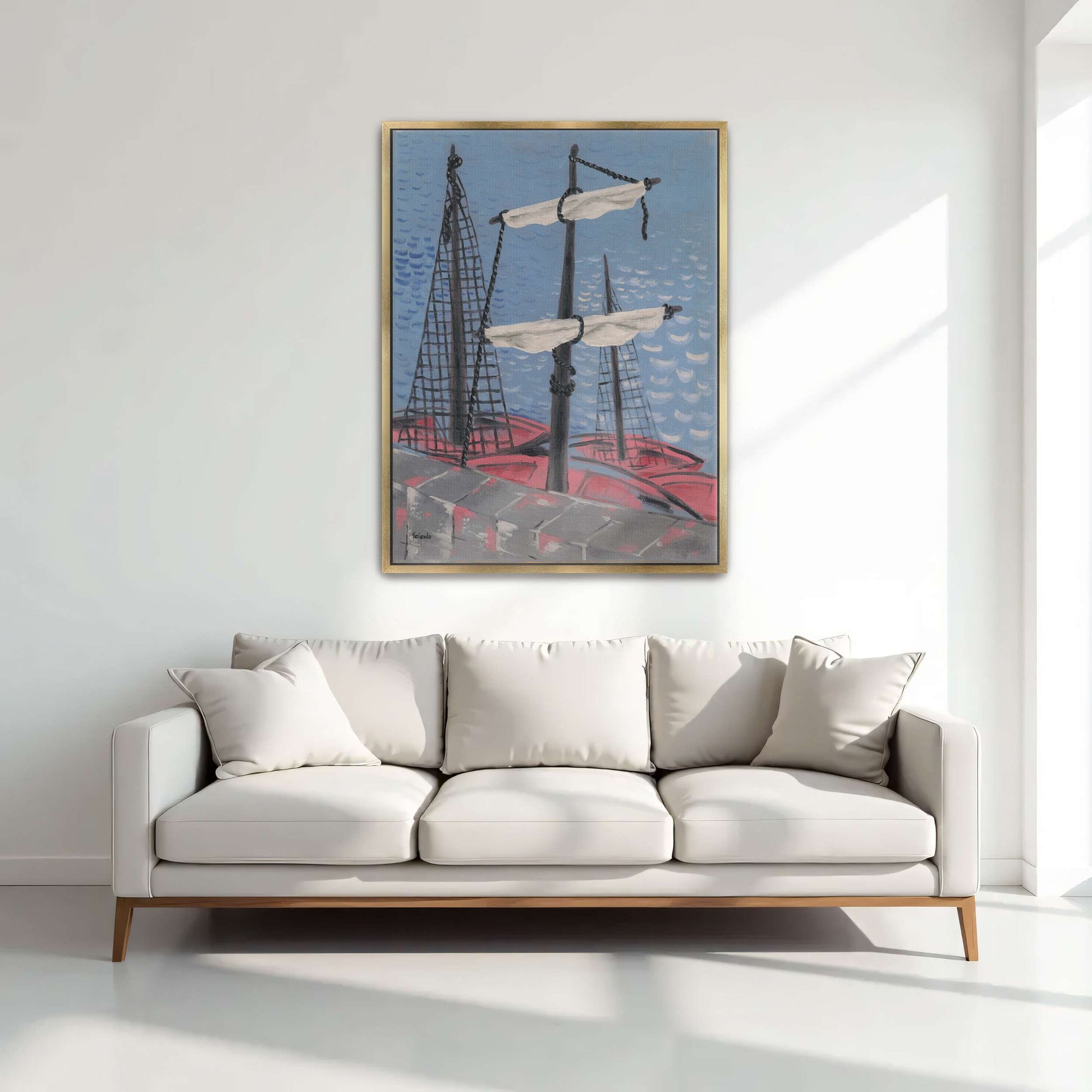 Two Boats On A Blue Sea By Mikuláš Galanda