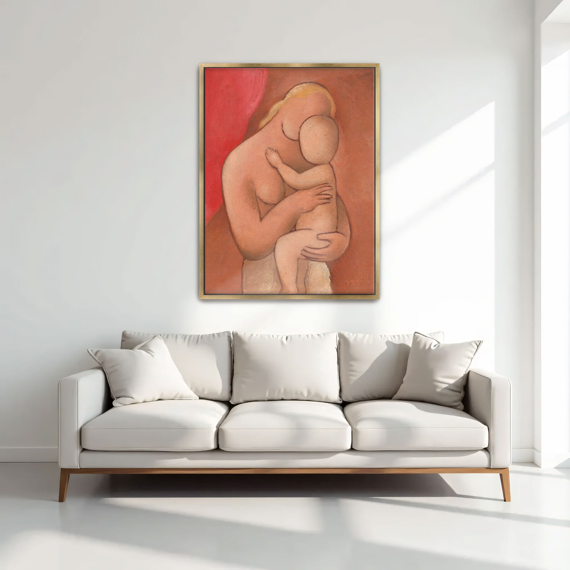 Mother And Child Embrace In Warm Hues By Mikuláš Galanda