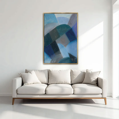 Abstract Geometric Composition In Shades Of Blue, Green, And Gray By Otto Freundlich