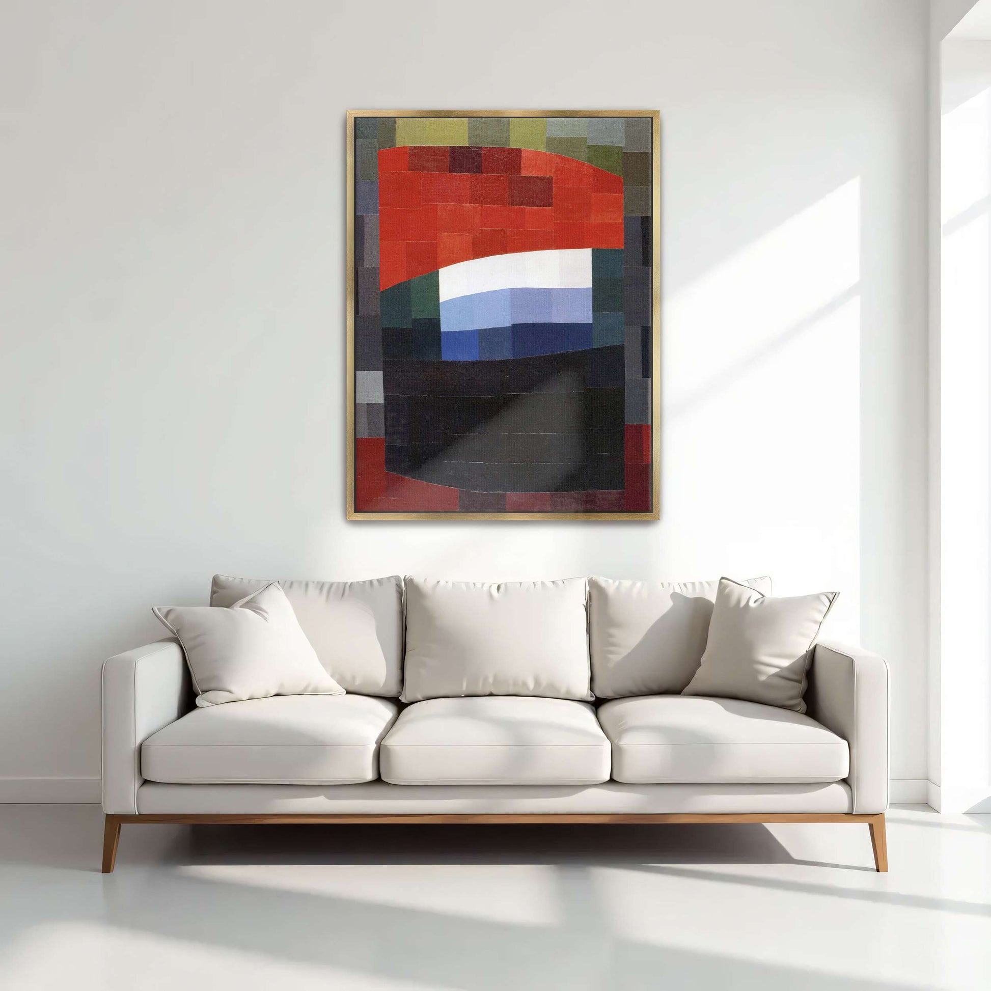 Abstract geometric art with red, white, and blue by Otto Freundlich