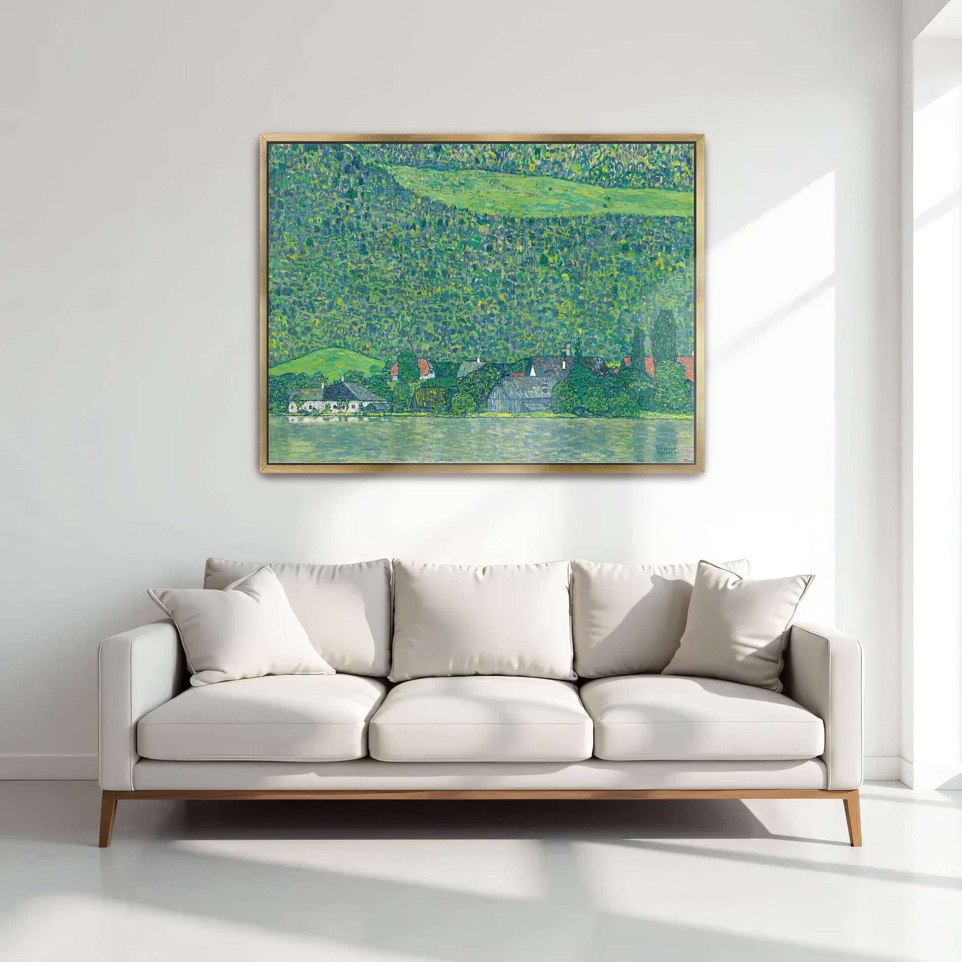 Village by a Lake with Green Hills by Gustav Klimt