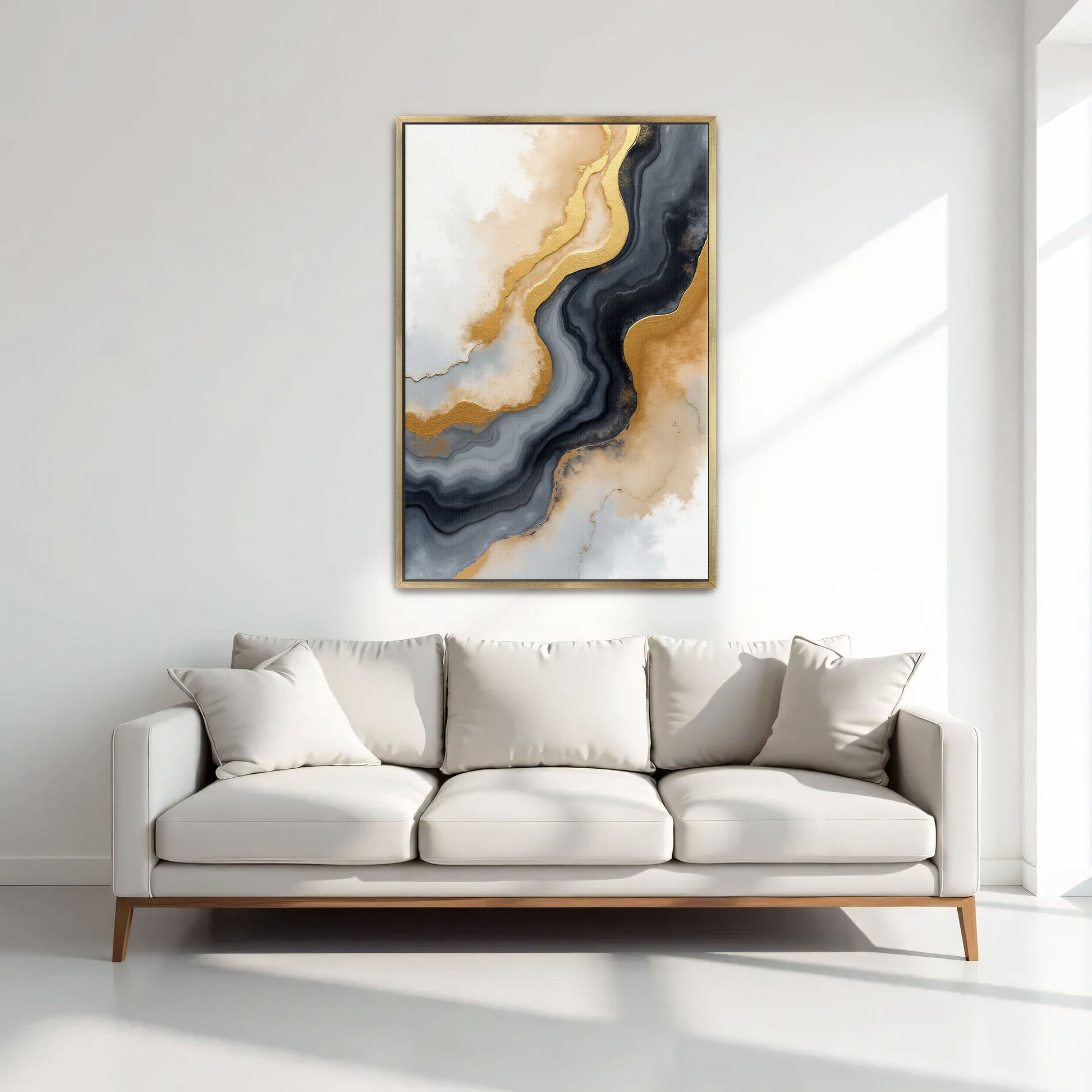 Abstract Gold And Grey Swirls By Yara Rabibzad