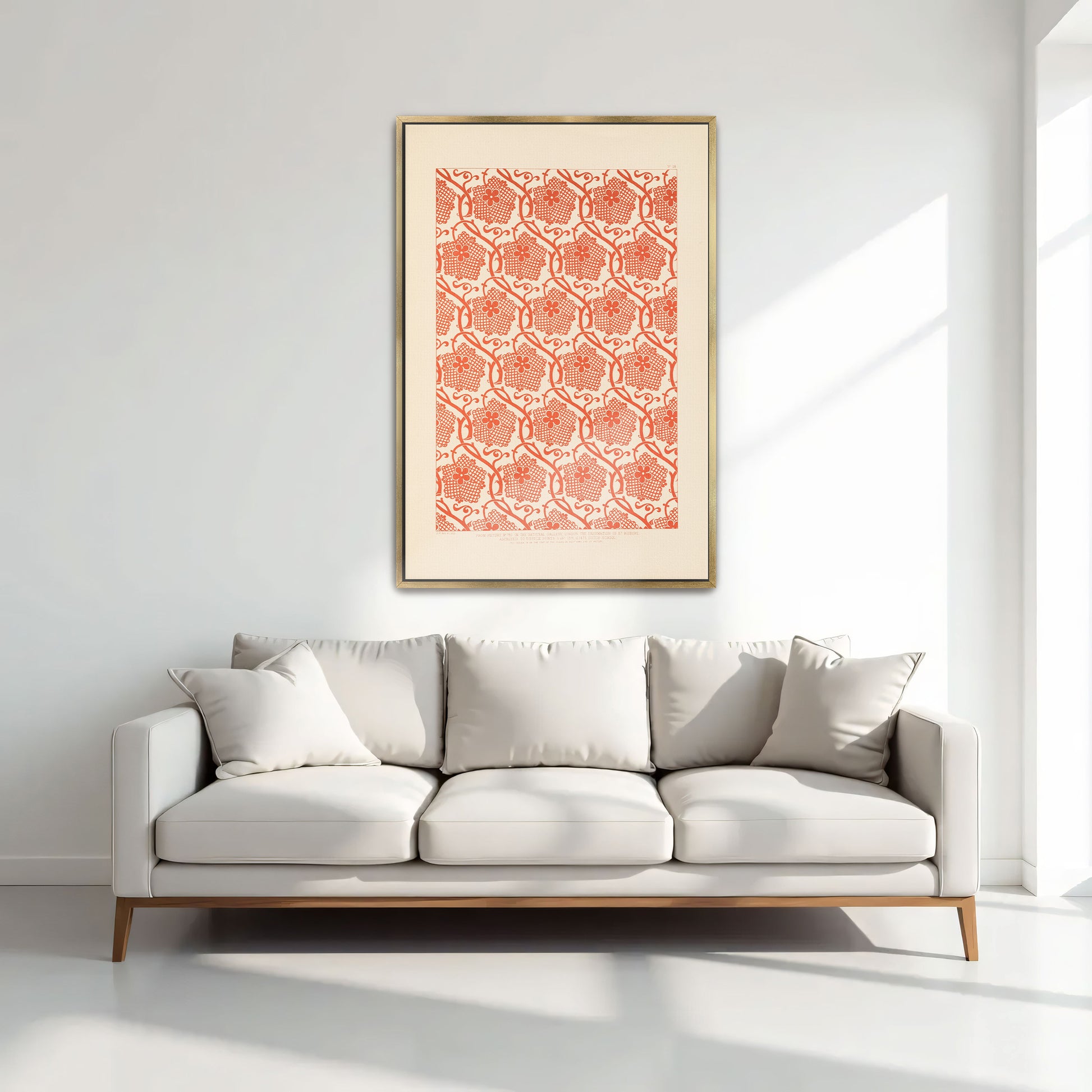 Orange Floral Pattern On White Background By Sydney Vacher