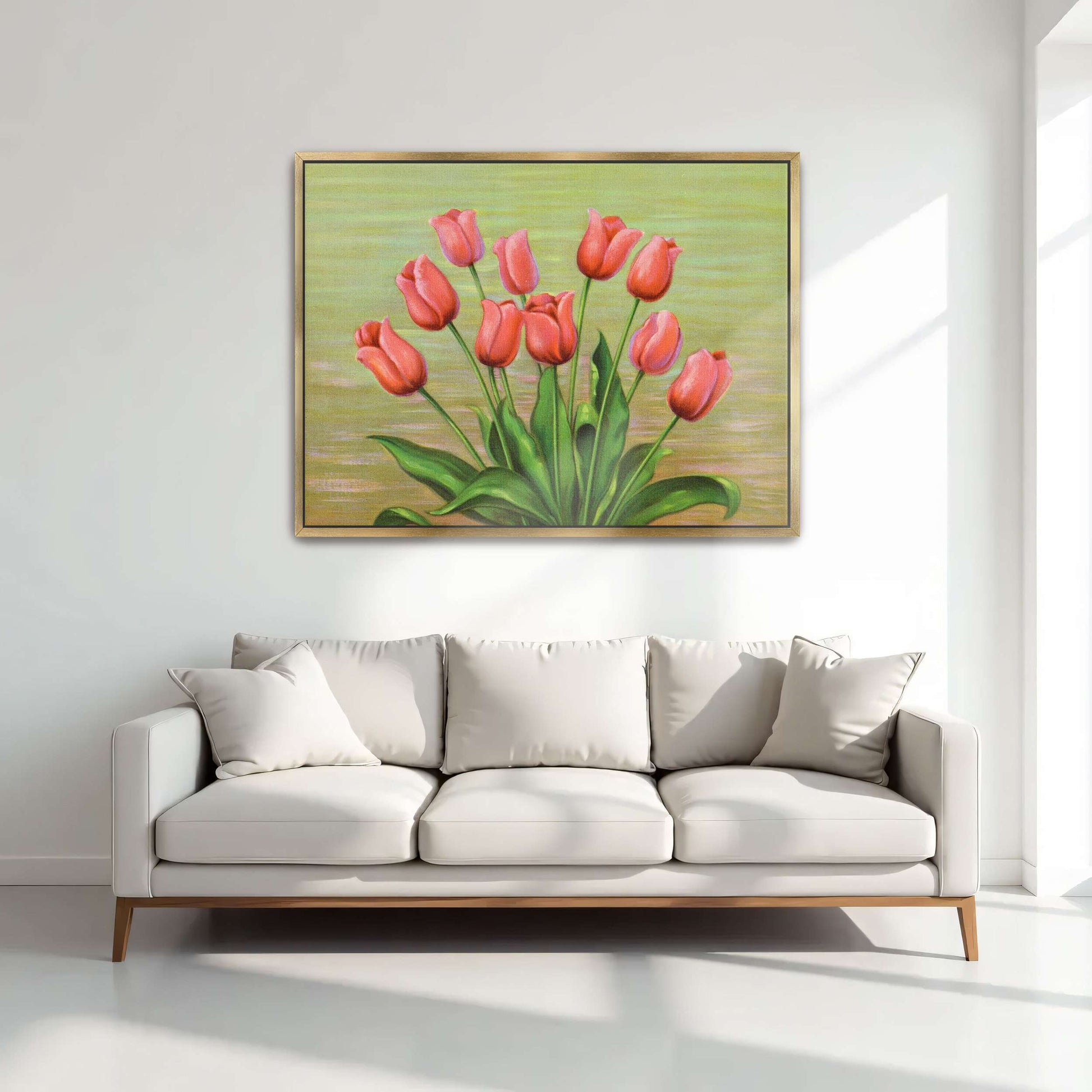 Red tulips in a vase by Lafayette F. Cargill