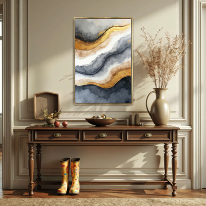 Abstract Gold And Grey Swirls By Yara Rabibzad