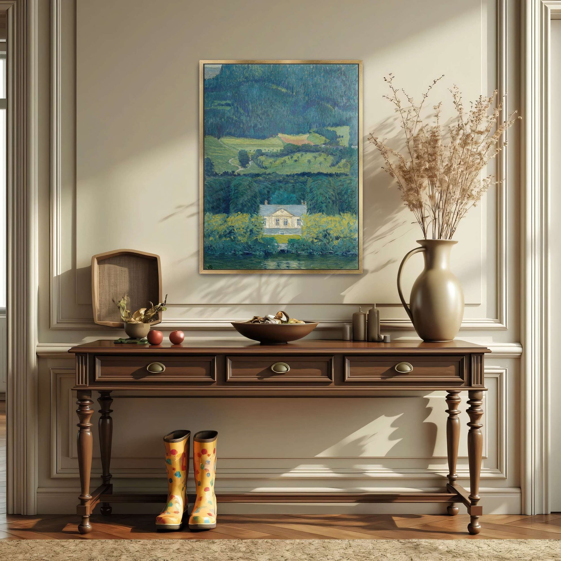 Country house by water, landscape by Koloman Moser