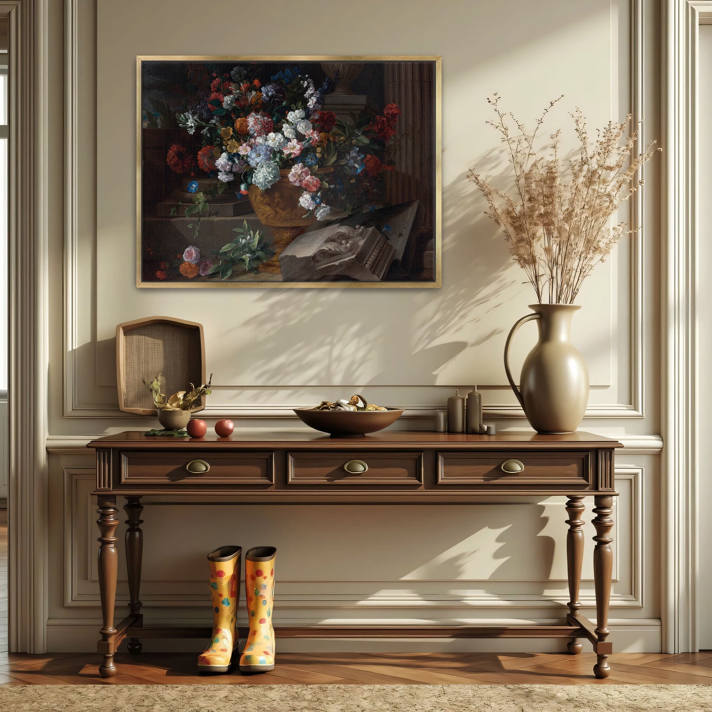 Flowers In A Golden Urn With Architectural Fragments By Jean-Baptiste Monnoyer