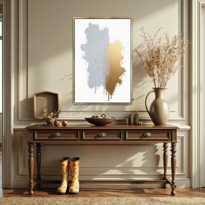 Abstract Gold And Silver Dripping Paint By Yara Rabibzad