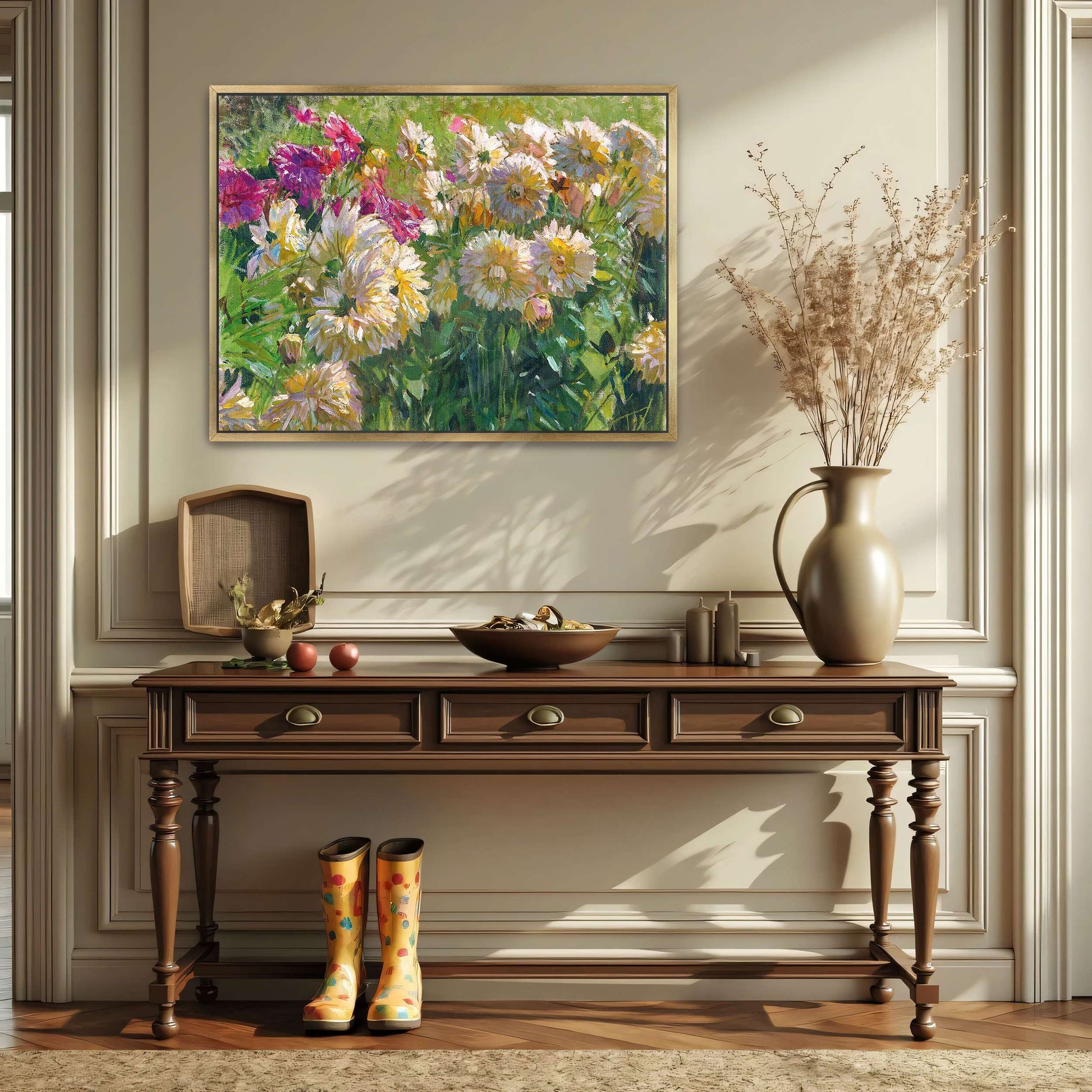 Dahlia flowers in garden by Carl Moll