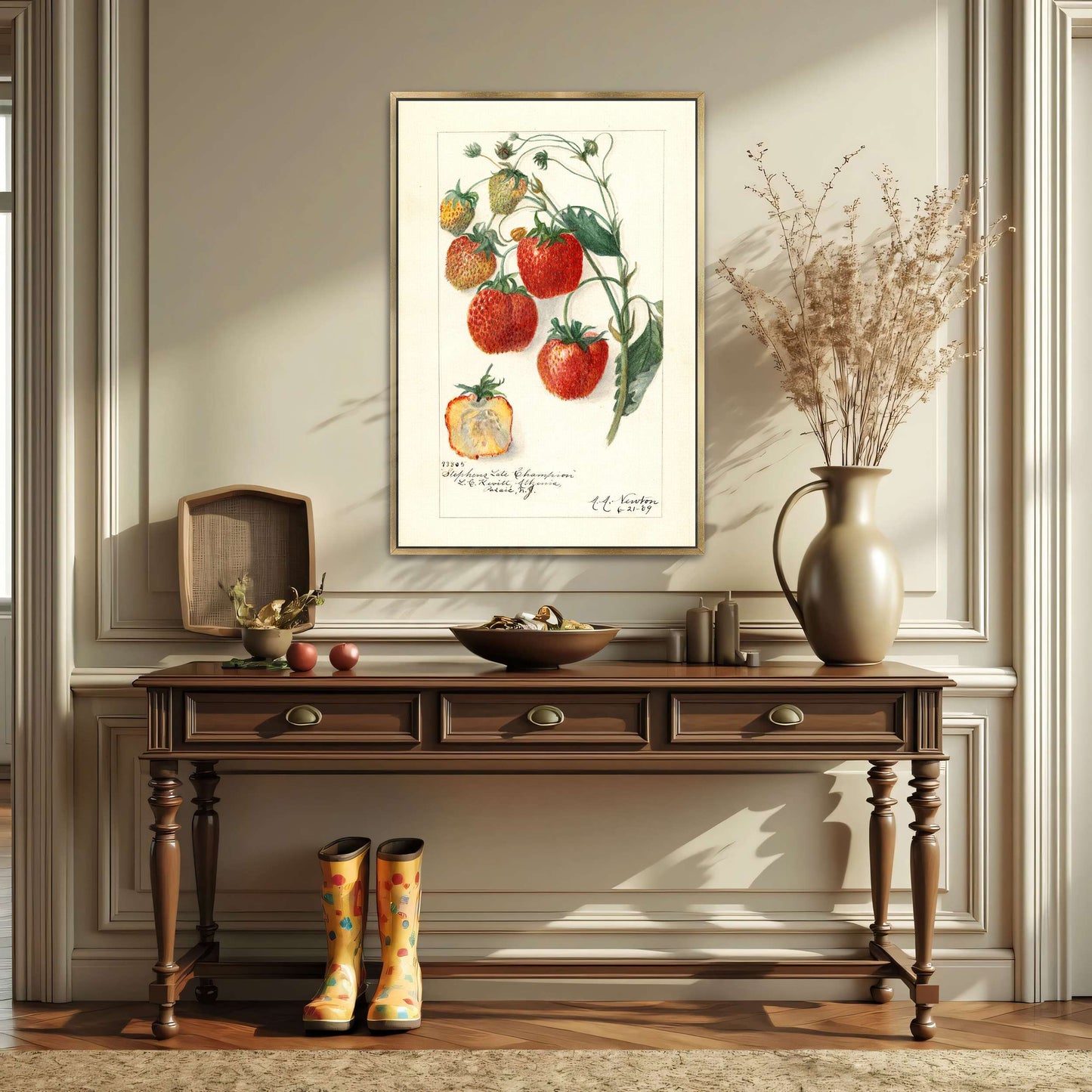 Watercolor painting of strawberries by Amanda Almira Newton