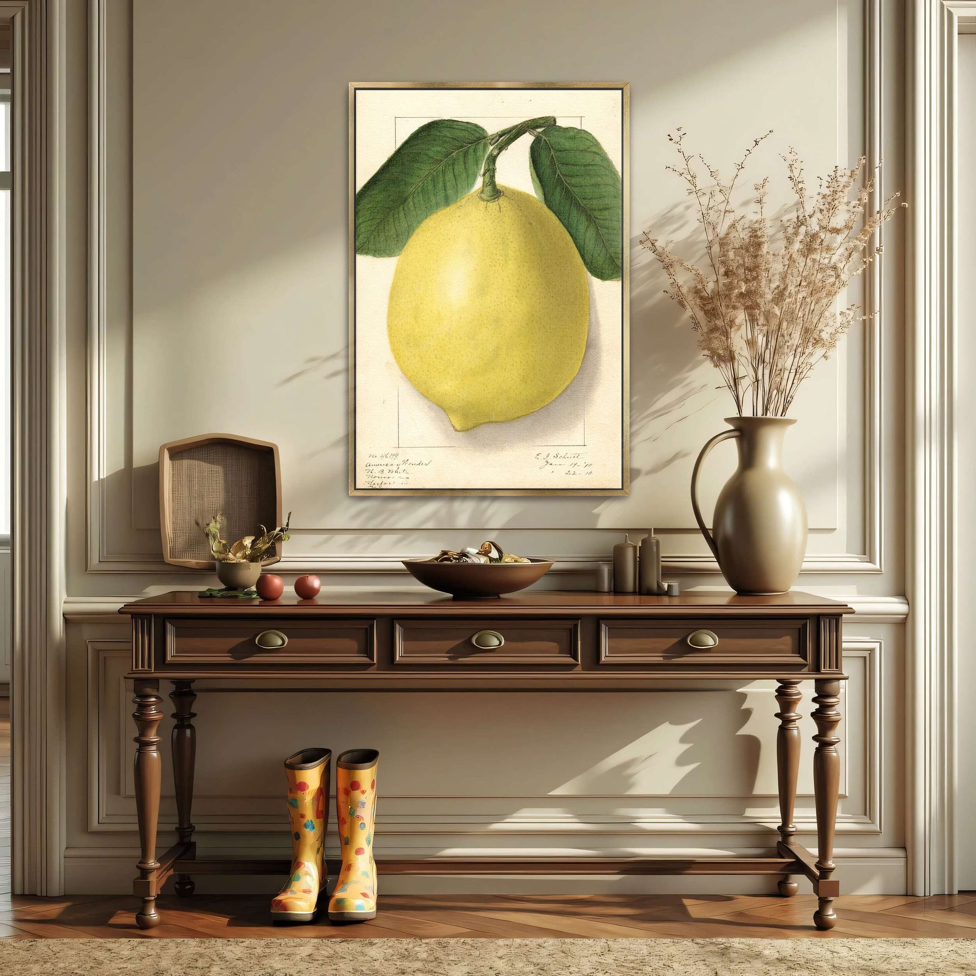 Lemon with leaves watercolor by Ellen Isham Schutt