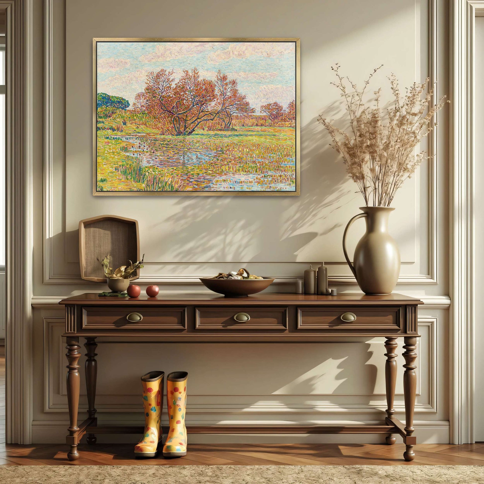 Autumn landscape with trees and river by Paul Baum
