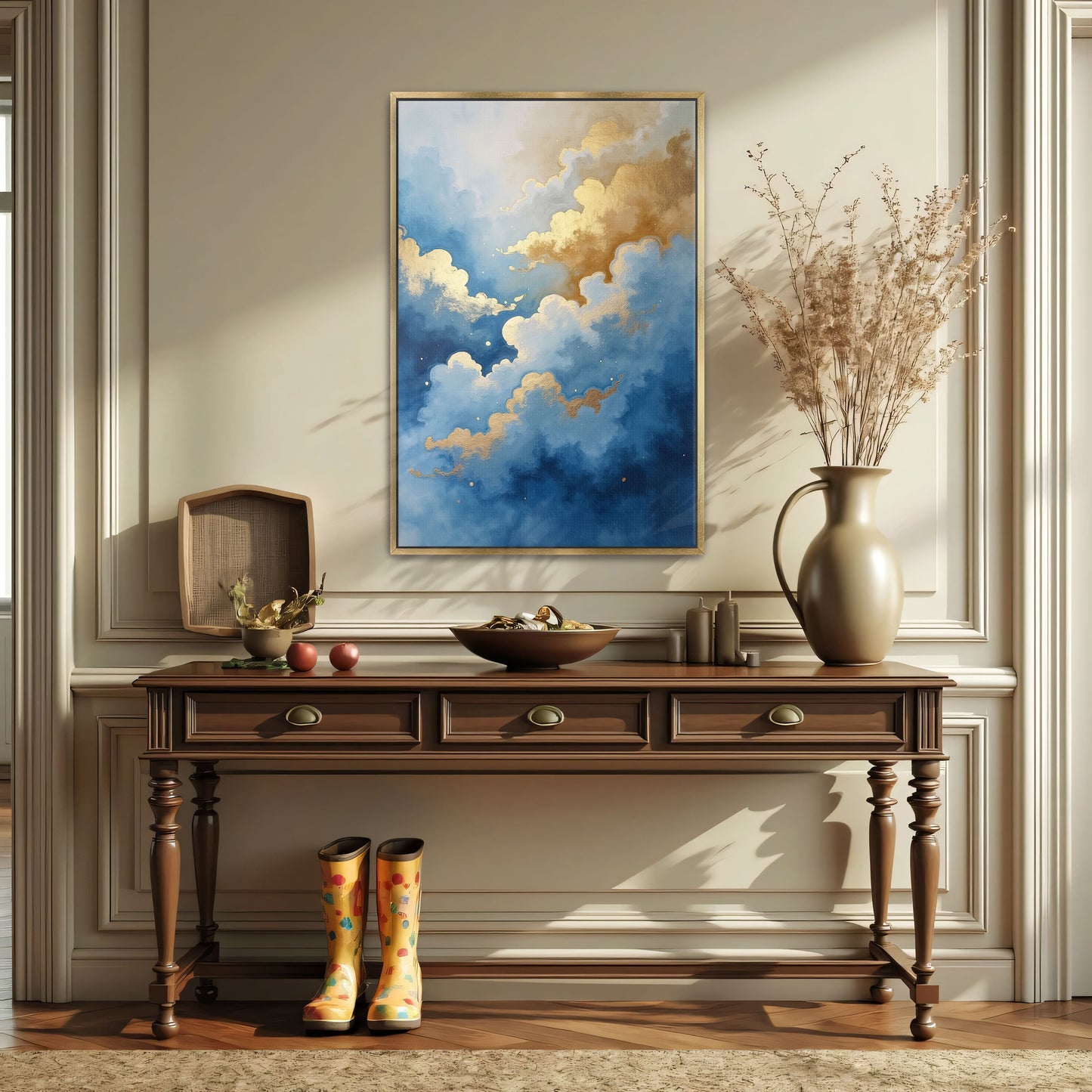 Abstract Gold And Blue Clouds By Yara Rabibzad