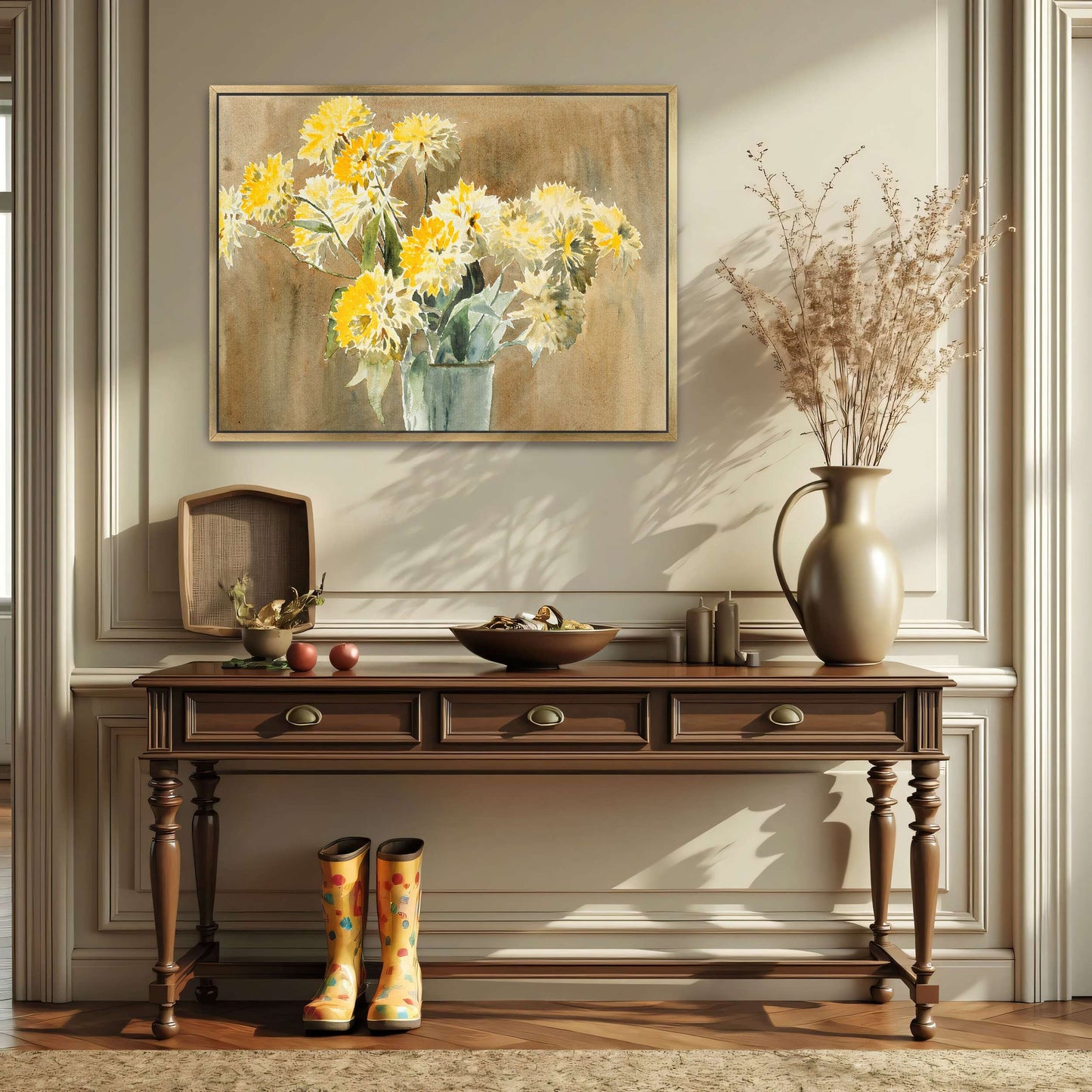 Yellow flowers in vase by Hannah Borger Overbeck