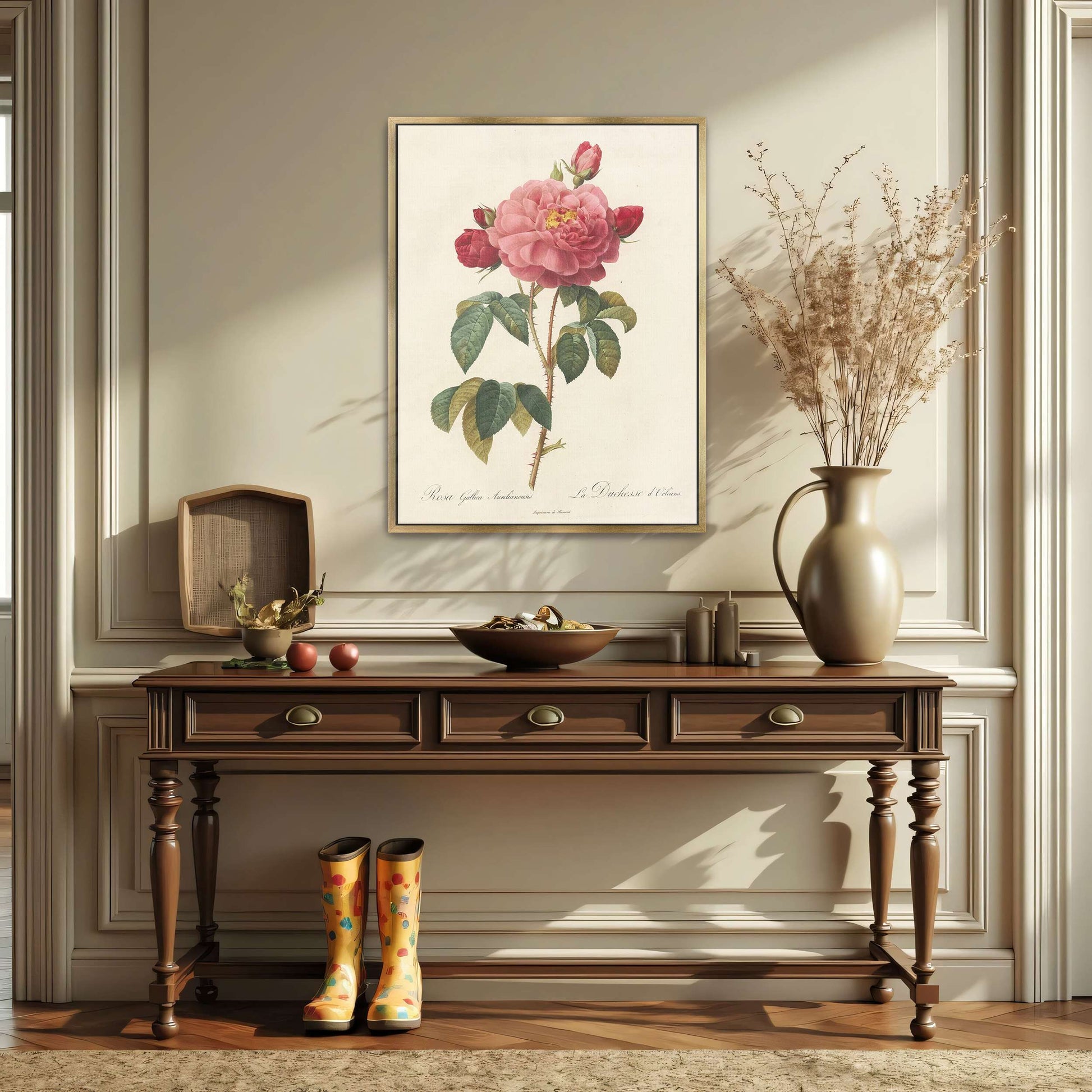 Pink rose botanical illustration by Pierre Joseph Redouté
