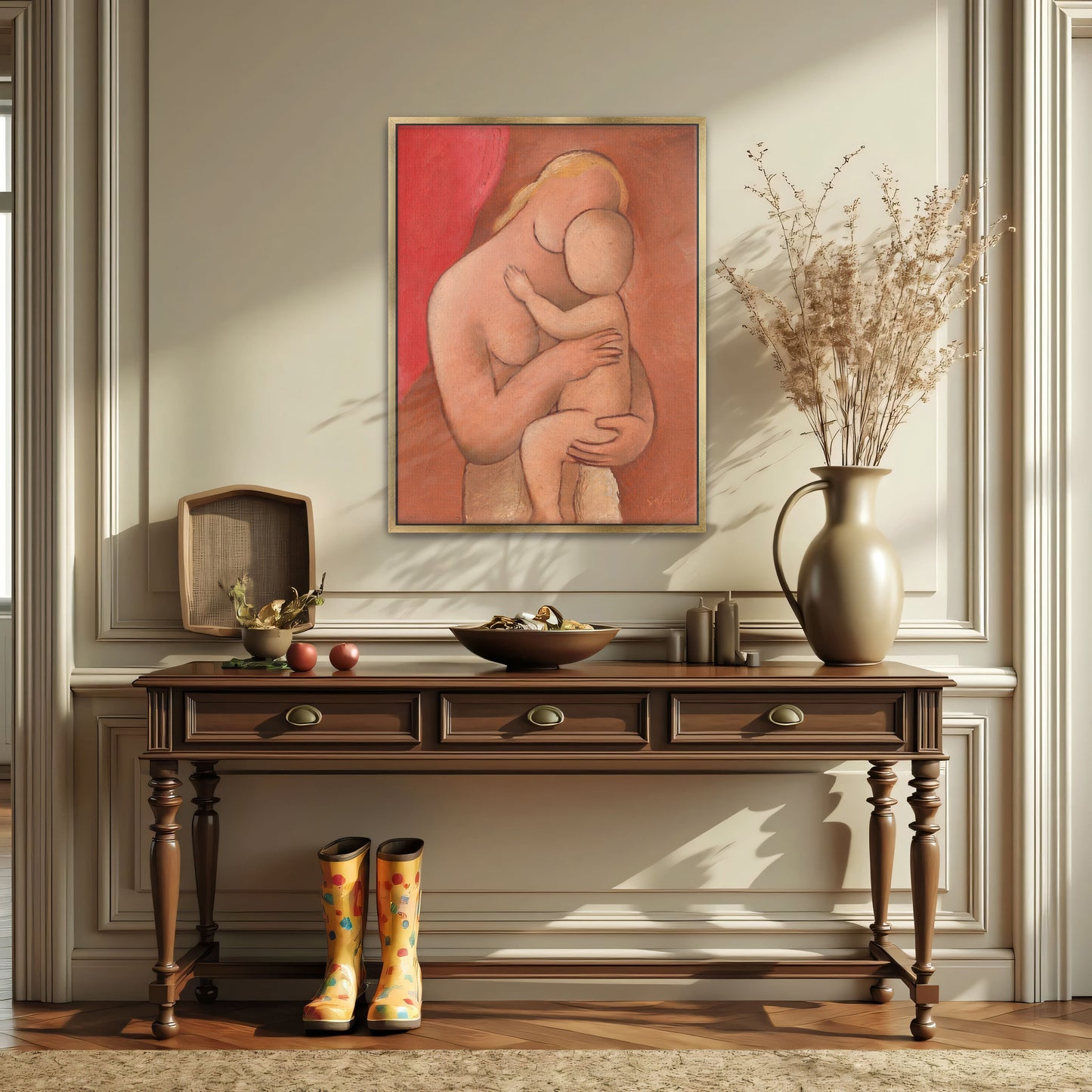 Mother And Child Embrace In Warm Hues By Mikuláš Galanda