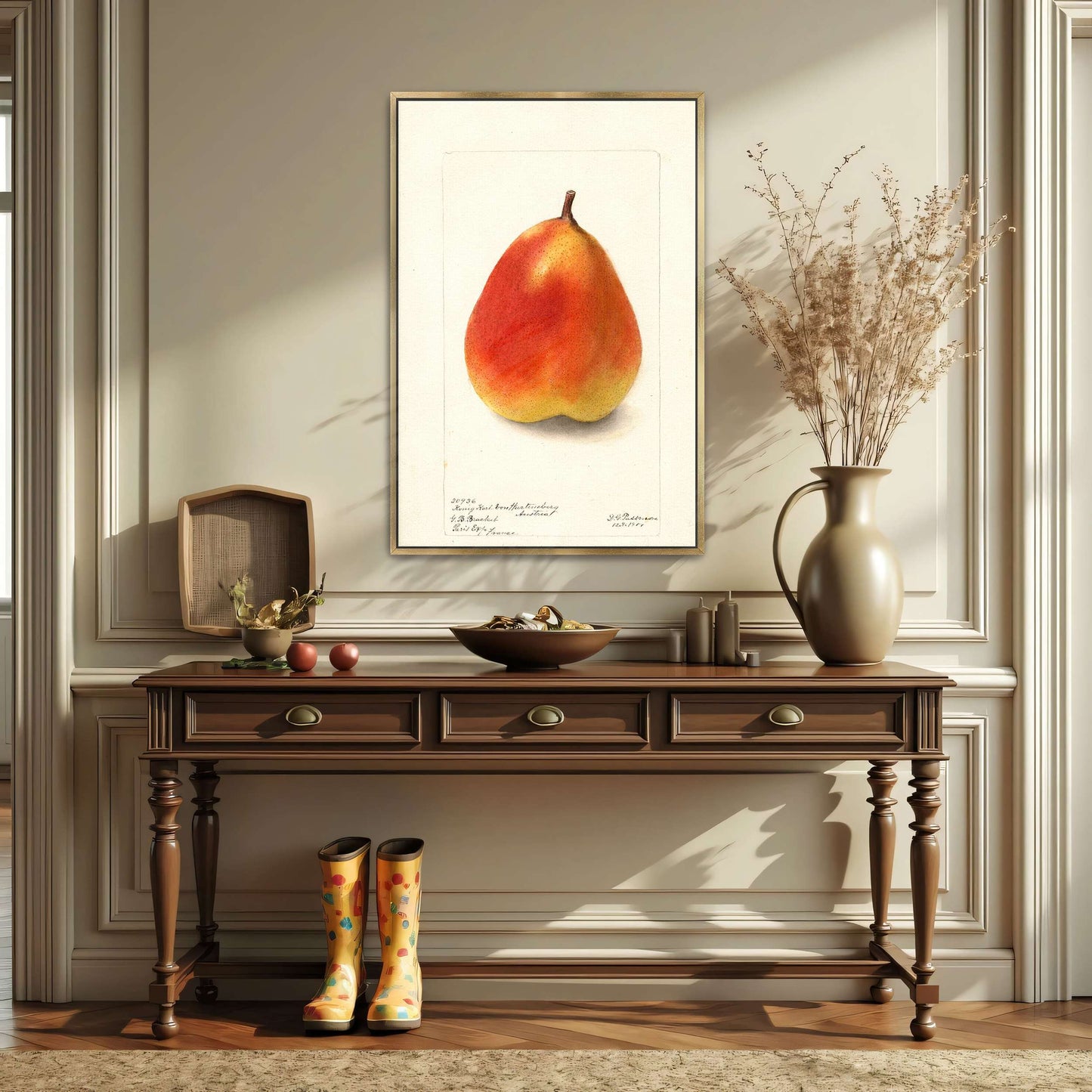 Watercolor painting of a pear by Deborah Griscom Passmore