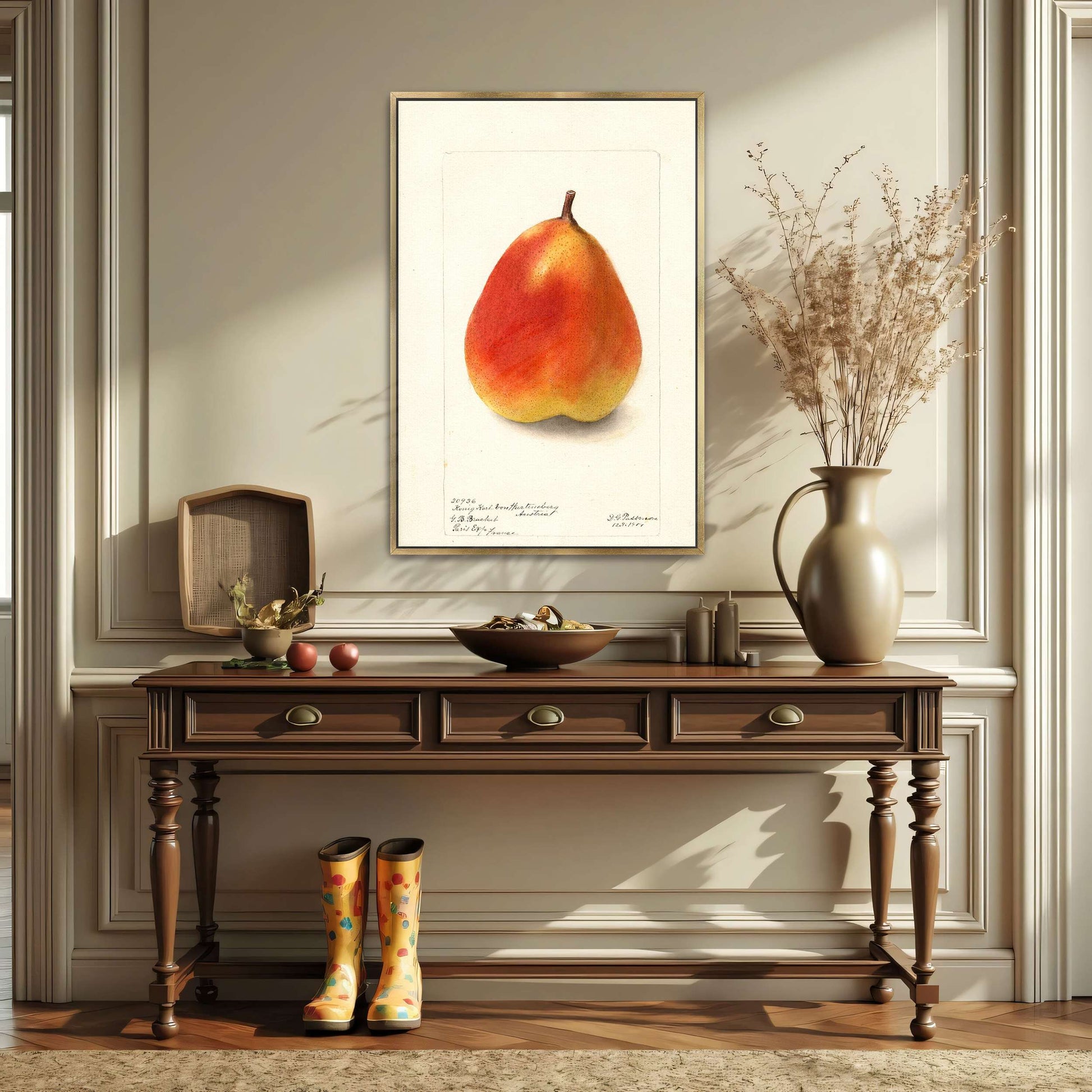 Watercolor painting of a pear by Deborah Griscom Passmore