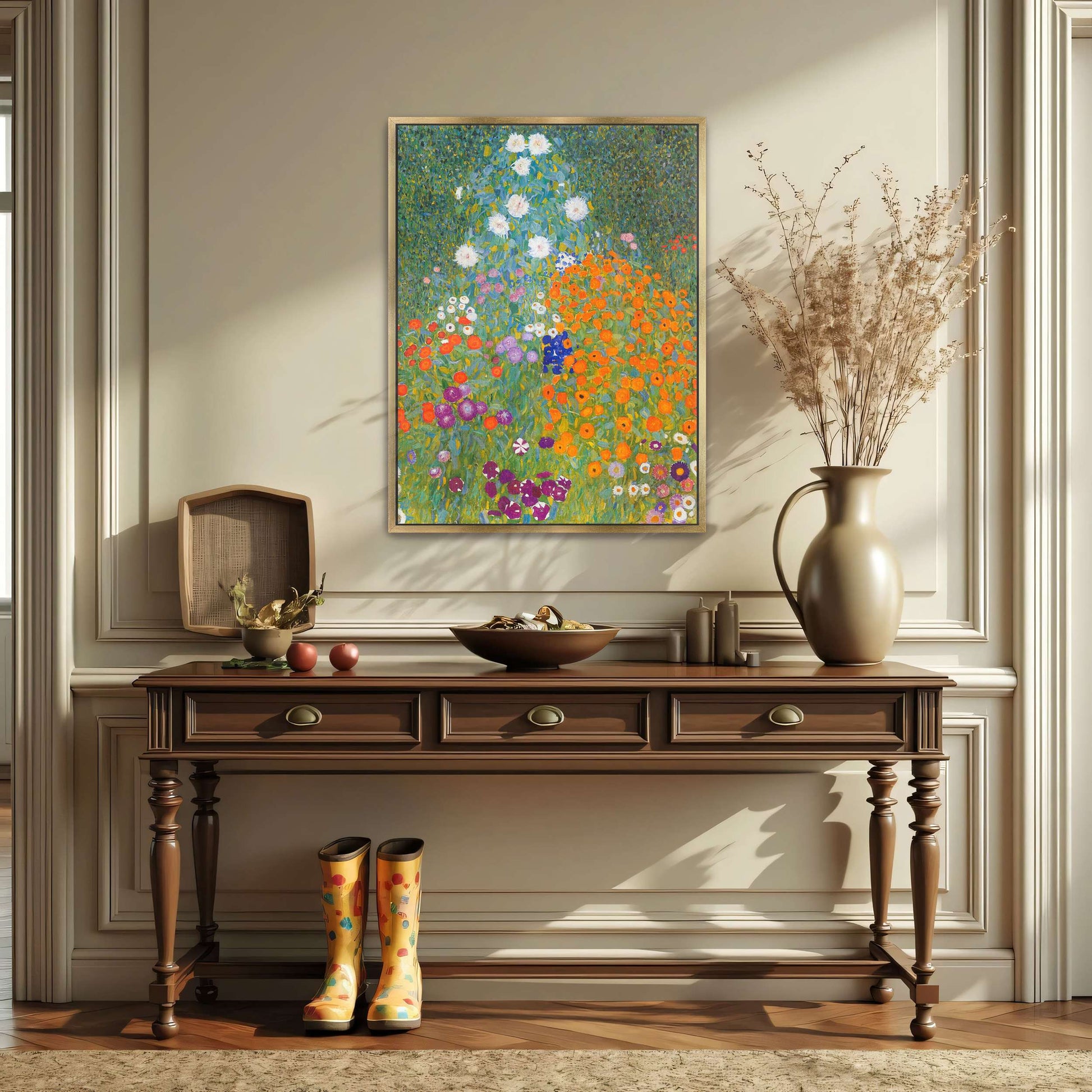 A vibrant garden with colorful flowers by Gustav Klimt