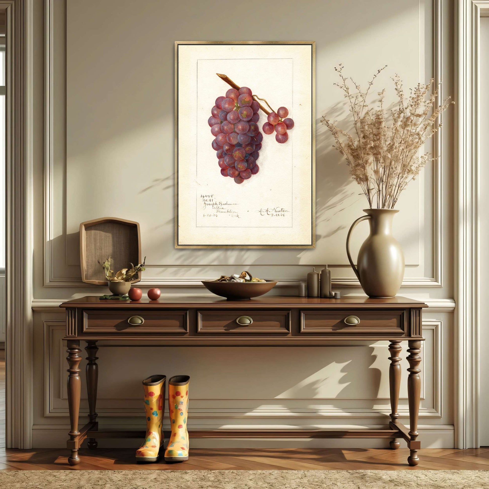 Watercolor painting of grapes by Amanda Almira Newton