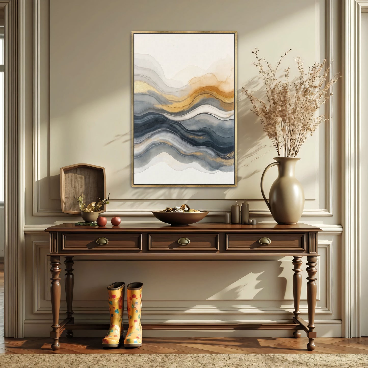 Abstract Gold And Grey Swirls By Yara Rabibzad