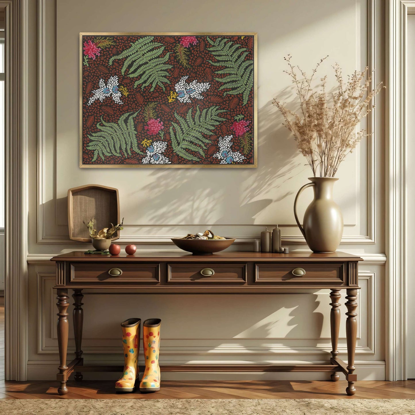 Fern and flower textile design by Yara Rabibzad