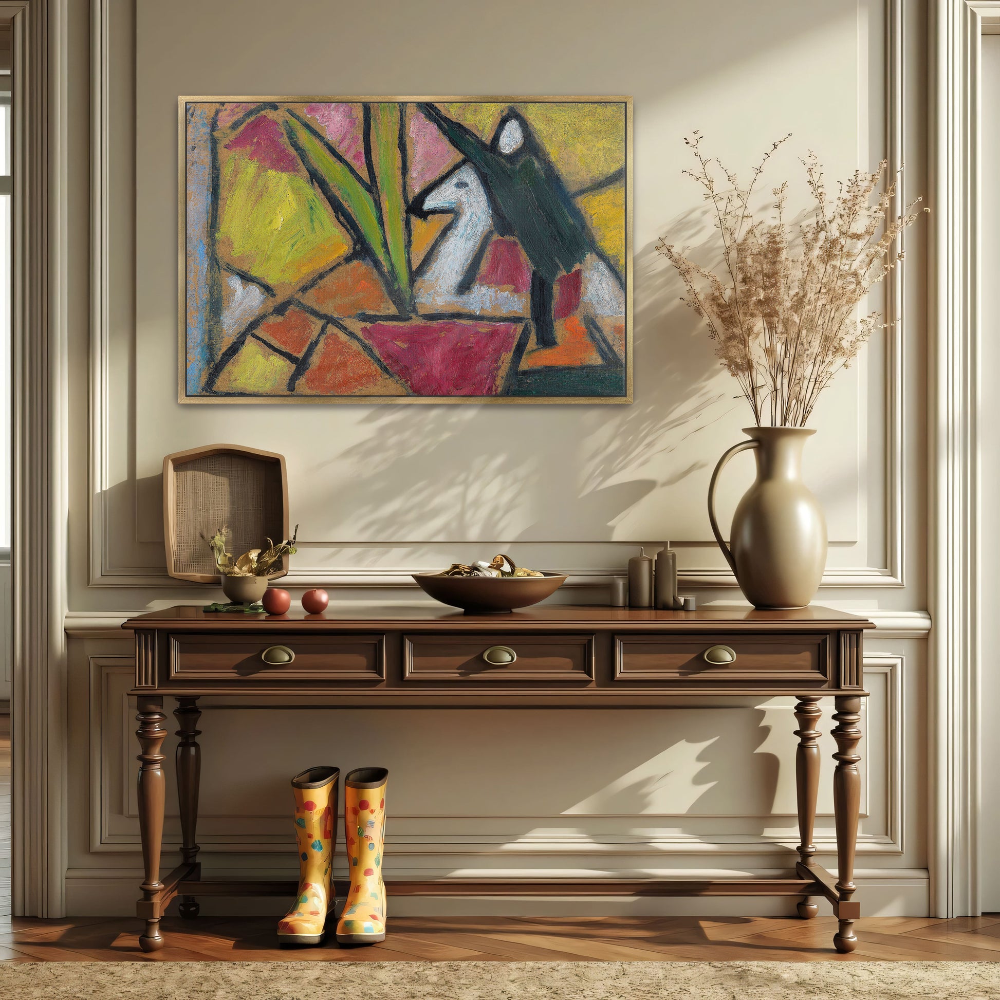 Abstract Composition With White Bird And Green Plants By Alexej Von Jawlensky