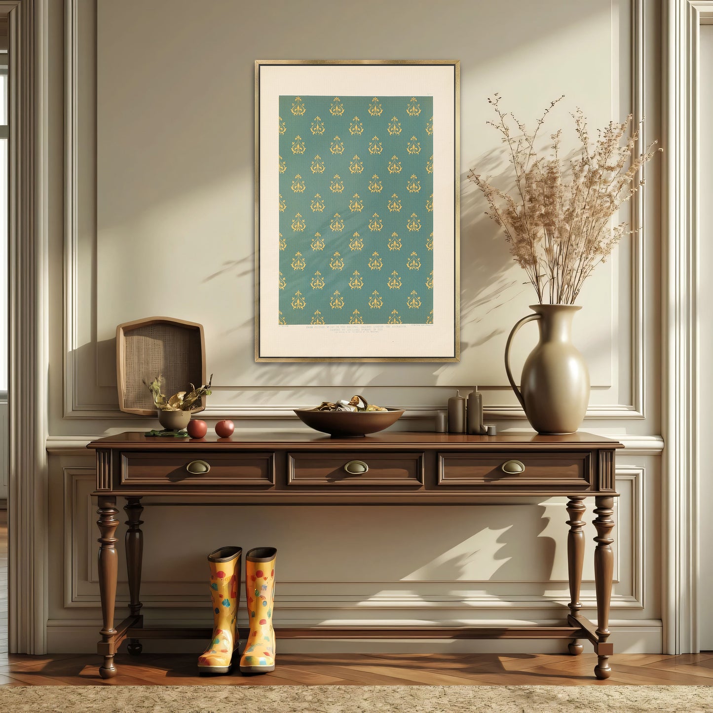 Repeating Pattern Of Fleur-De-Lis On Teal Background By Sydney Vacher