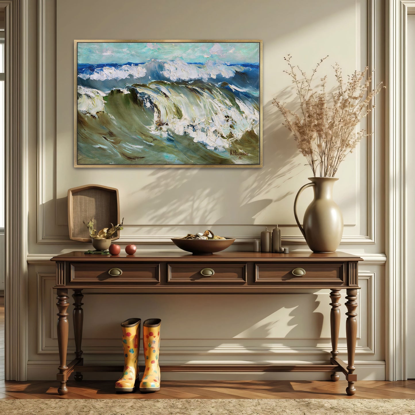 Ocean Waves Breaking, Impressionist Style By Karl Hagemeister