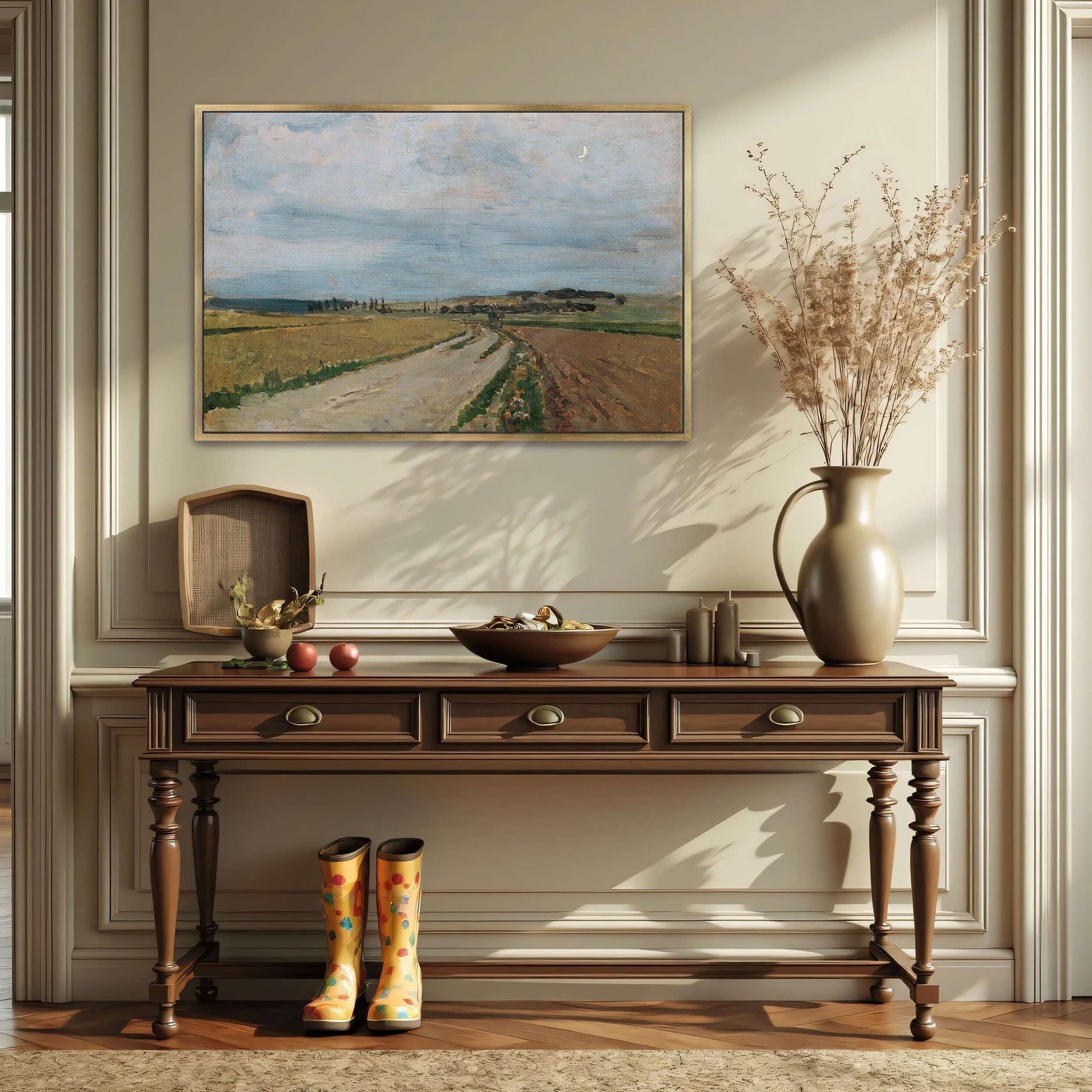 Country road, fields, and sky by Carl Moll
