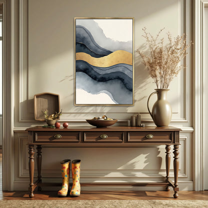 Abstract Gold And Grey Swirls By Yara Rabibzad