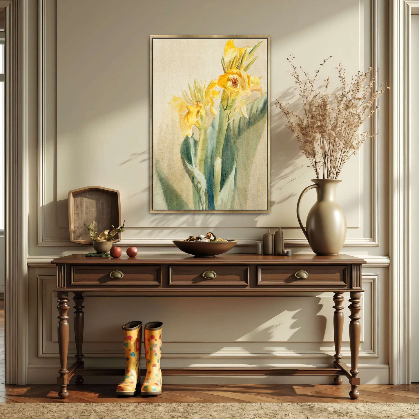 Yellow Canna Lilies Watercolor by Hannah Borger Overbeck